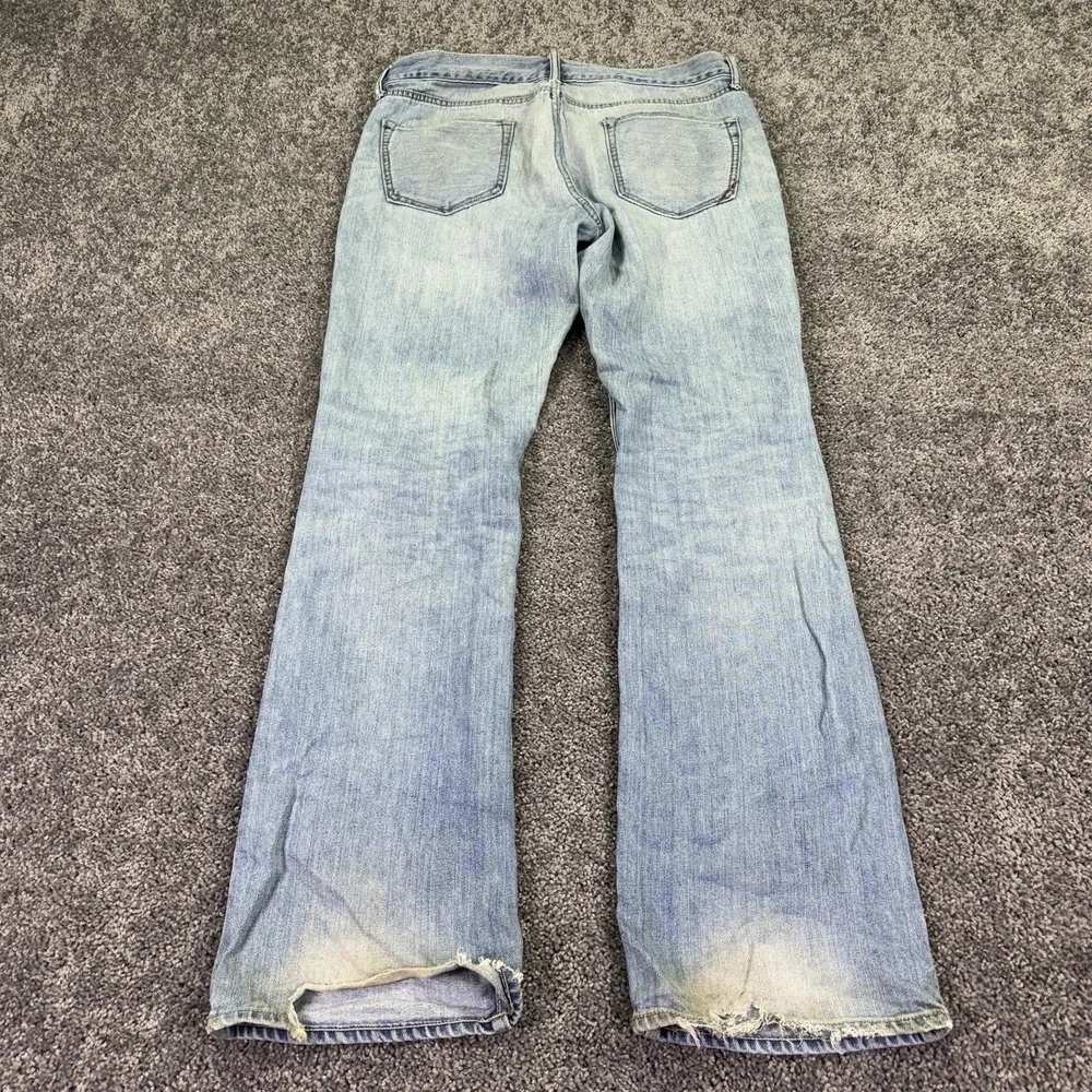Banana Republic Boot Jeans Mens 34x34 Blue Bootcut Denim Light Wash Distressed